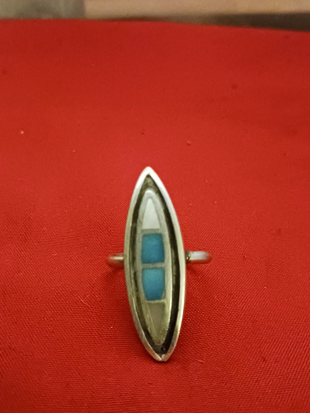 Sterling Silver Blue Inlay Marquise Ring - Women Jewelry